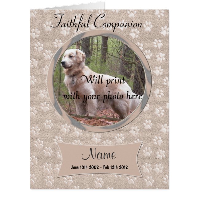 Faire-part commémoratif de la perte de chien ou de (Devant)