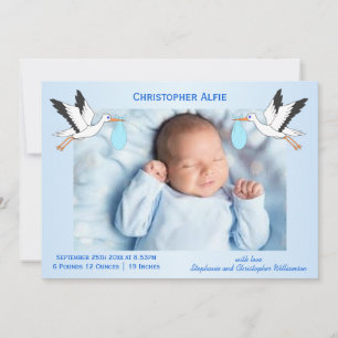 Faire-part Conception de cigogne bébé garçon naissance