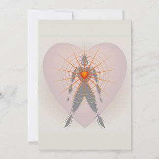 Faire-part Corps humain avec grand coeur Rayons de lumière