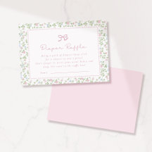 Cottagecore Pink Diaper Raffle Insert Card
