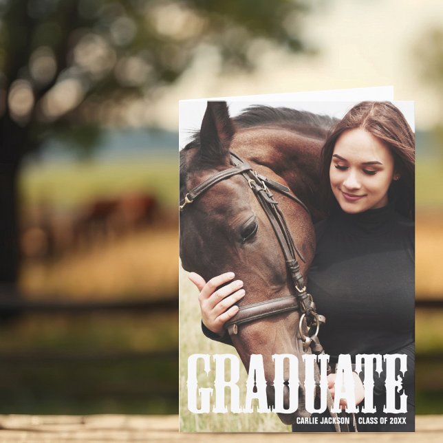 Faire-part Cowgirl Graduation Photo Pays Diplômé Plié (Créateur téléchargé)