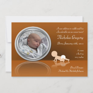 Faire-part Crawling Baby Reflection Annonces de naissance