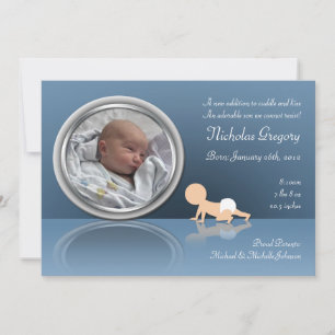 Faire-part Crawling Baby Reflection Annonces de naissance