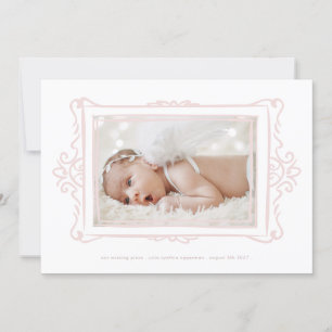 Faire-part crème rétro cadre photo doodé moderne adoption