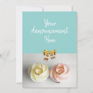 Faire-part Cupcakes de mariage surmontés d'alliances