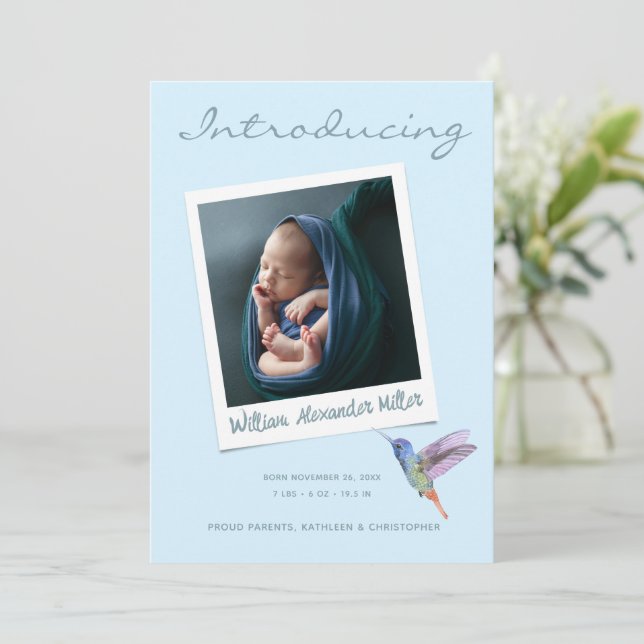 Faire-part Cute Instant Photo Moderne Multiples 3 photos Nais (Debout devant)
