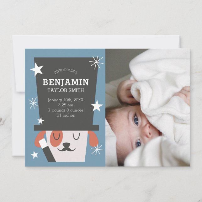 Faire-part Cute Magical Chien Baby Photo Naissance (Devant)