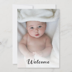 Faire-part Cute Simple Bonjour Bébé Photo personnalisée Naiss