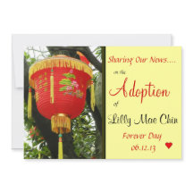 Faire-part d'adoption de la lanterne rouge chinois