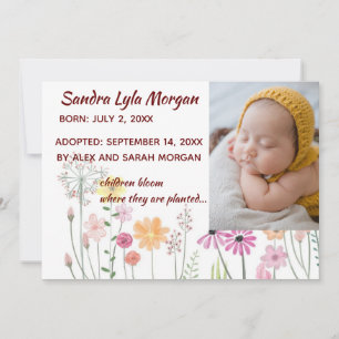 Faire-part d'adoption florale de photo modifiable