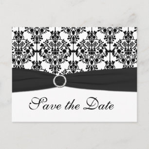 Faire-part Damas noir et blanc Enregistrer la carte postale D