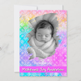 Faire-part [Damassé Arc-en-Ciel] Douces Pastels Naissance Béb