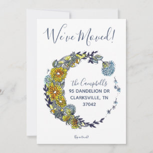 Faire-part Dandelion souhaite Wreath Nouvelle adresse