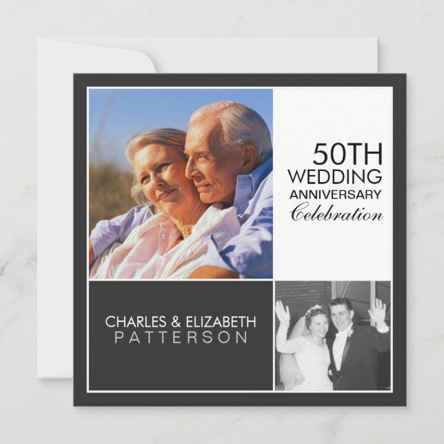 Faire-part d'anniversaire de mariage moderne Then  (Devant)