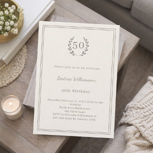 Faire-part d'anniversaire élégant luxe taupe ivoir