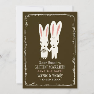 Faire-part d'annonce de mariage de lapins