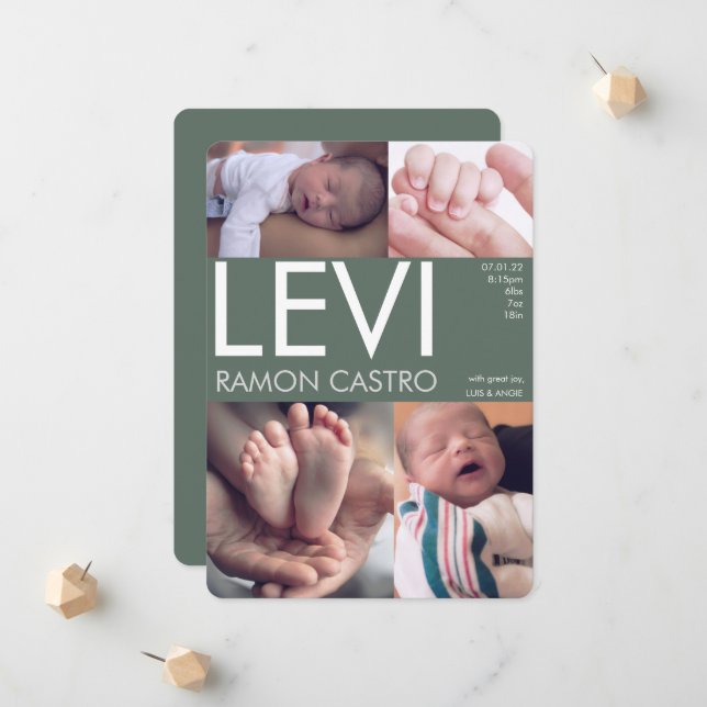 Faire-part D'ANNONCE PHOTO DE BÉBÉ (Devant/Arrière en situation)
