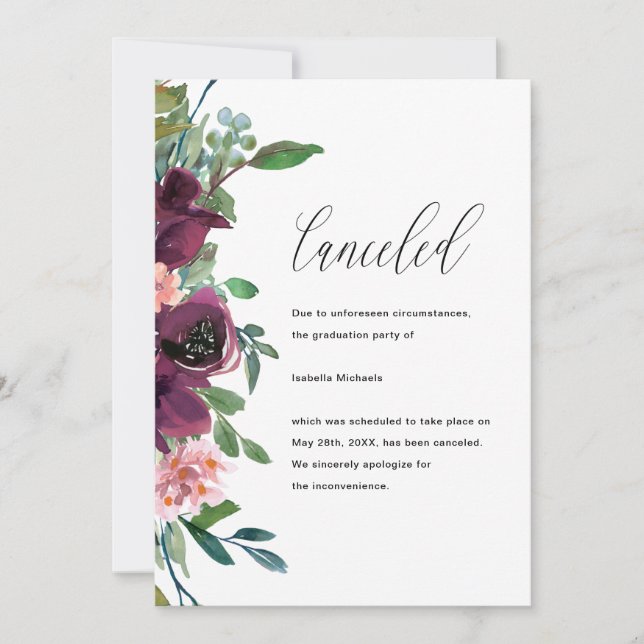 Faire-part d'annulation de la fête de graduation f (Devant)