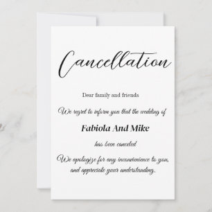 Faire-part d'annulation de mariage calligraphie mi