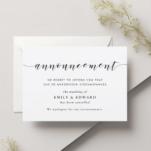 Faire-part d'annulation de mariage élégant et mode