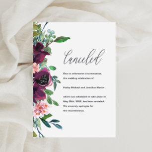 Faire-part d'annulation du Mariage floral