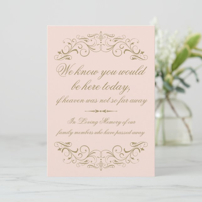 Faire-part Dans Love Mémoire Blush Antique Flourish Mariage (Debout devant)