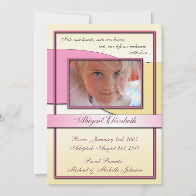 Faire-part Dans nos coeurs ~ Annonces d'adoption (Devant)