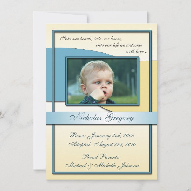 Faire-part Dans nos coeurs ~ Annonces d'adoption (Devant)