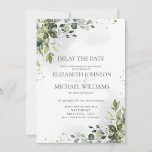 Faire-part Date de mariage reportée aquarelle eucalyptus