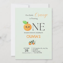 Faire-part de 1er anniversaire Little Citrus Orang