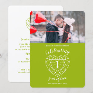 Faire-part de 1re anniversaire de mariage avec coe