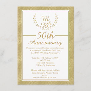 Faire-part de 50e anniversaire de mariage Couronne