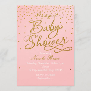 Faire-part de BABE Shower Rose Pâle et Confettis D