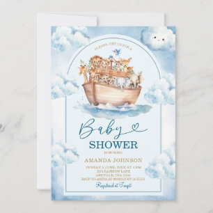 Faire-part de Baby Shower à l'aquarelle bleue de l