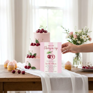 Faire-part de Baby Shower à l'aquarelle Cerise Dou