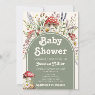 Faire-part de Baby Shower à l'aquarelle Champignon