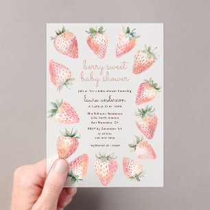 Faire-part de Baby Shower à l'aquarelle de fraises