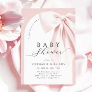 Faire-part de Baby Shower à l'arch en ruban rose