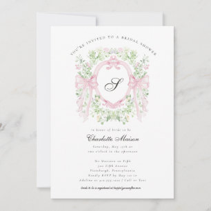 Faire-part de Baby Shower à l'initiale avec un nœu