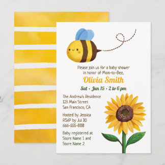 Faire-part de Baby Shower Abeille Mignonne et Tour