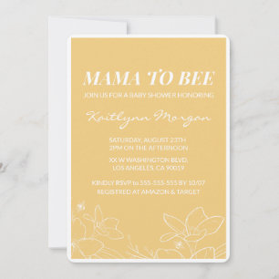 Faire-part de Baby shower abeille Moderne Jaune
