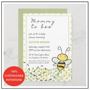 Faire-part de Baby shower abeille Rustique Mixte