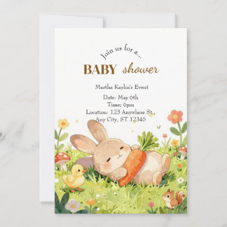 Faire-part de Baby Shower Adorable Lapin