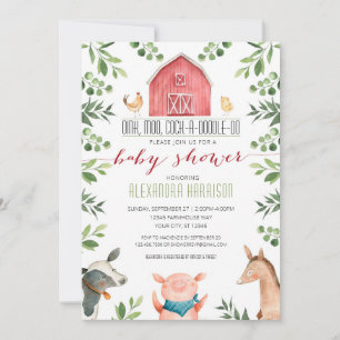 Faire-Part de Baby Shower Animaux de la Ferme
