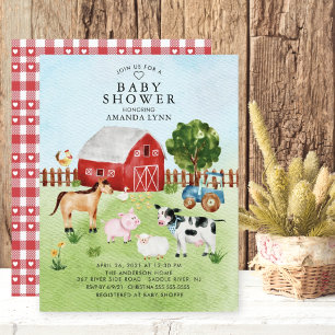 Faire-part de Baby Shower Animaux de la Ferme à l'