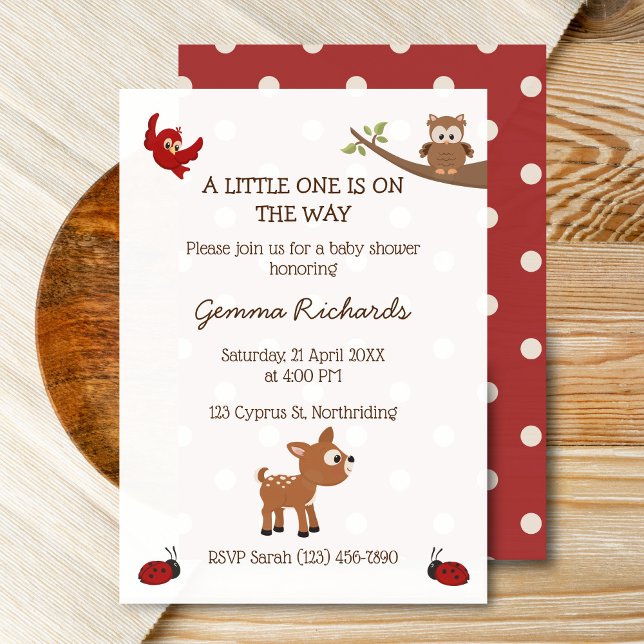 Faire-part de Baby Shower Animaux de la Forêt Mign (Woodland baby shower invitation mockup)