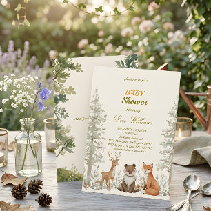 Faire-part de Baby Shower Animaux Mignons de la Fo