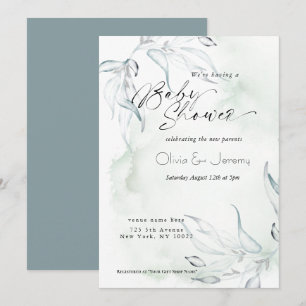 Faire-part de Baby Shower aquarelle rustique au fe