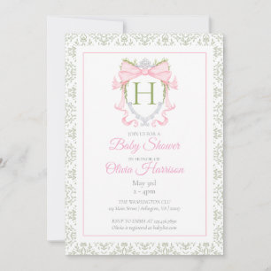 Faire-part de Baby Shower au ruban rose et au blas