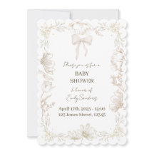 Faire-part de Baby Shower aux fleurs de Delft capr